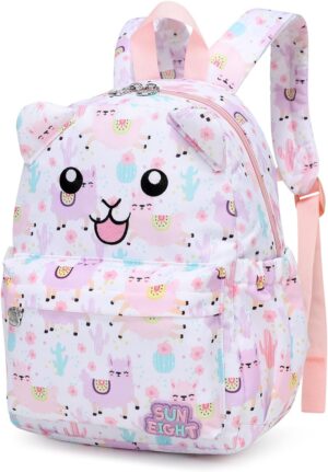 SUN EIGHT Waterproof Backpack Kids Backpack for Girls Lightweight Preschool Backpack for Toddlers Boys Girls for 1-5 years（Alpaca）