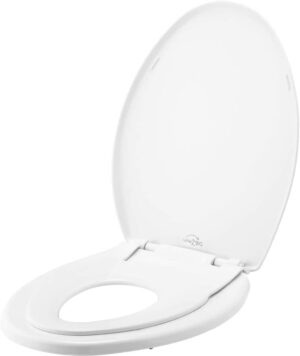 Little2Big Toilet Seat with Built-In Toddler Potty Training Seat, Slow Close, Easy to Install, ELONGATED, White