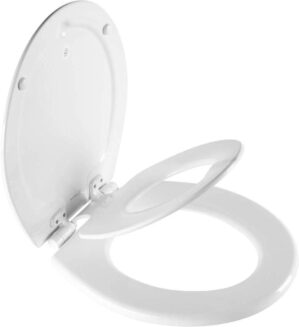 Mayfair NextStep2 Toilet Seat with Built-In Potty Training Seat, Slow-Close, Easy Clean, Removable that will Never Loosen, ROUND, White