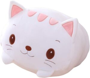 Cat Plush Pillow, Soft White Cat Stuffed Animal Toy Cylindrical Body Pillow Gifts for Kids, 23.6″