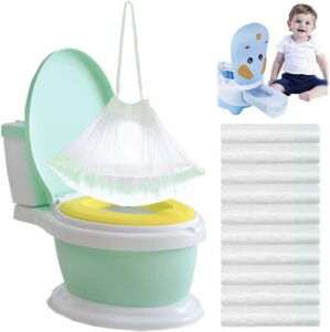 100 Pack Potty Chair Liners Disposable,Drawstring Training Toilet Seat Liner Bags Cleaning Bag for Kids Toddlers Outdoors Travel