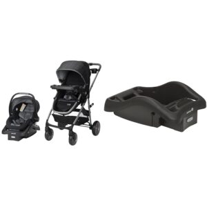 Safety 1st Deluxe Grow and Go Flex 8-in-1 Travel System, Weight Capacity from 4–35 lbs, High Street & onBoard 35 LT Adjustable Infant Car Seat Base