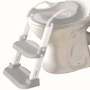 Jool Baby Potty Training Seat with 2 Step Ladder for Toddlers – Soft Cushioned Seat & Splash Guard, Adjustable Height (Gray)