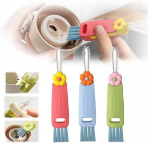 3 in 1 Cup Lid Cleaning Brush,2024 New 3 in 1 Multifunctional Crevice Cleaning Brush Set Portable Cup Lid Cleaner with Brush,Cleaning Brush for Baby Bottle Gap Tight Spaces Cup (3 PCS B)