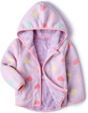 Feidoog Toddler Fleece Jacket Baby Boys Girls Hooded Waterproof Zipper Long Sleeve Thick Warm Outerwear