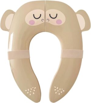 Hippypotamus Travel Potty Seat for Toddler – Folding Potty Training Seat – Portable Toilet Seat Cover for Baby & Kids (BEIGE Monkey)