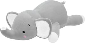 CSVBTRF Weighted Stuffed Animals, 4.2 lbs 23″ Elephant Plush Hugging Pillow for Gift, Grey Elephant Stuffed Animals (Grey, 23″)