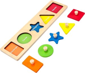 First Jumbo Knob Wooden Shape Puzzles for Toddlers 1-3,Montessori Shapes Sorter Board Toys Puzzle for1 2 Year Old,Preschool Learning Toys for Baby Kids,1-2 Year Old Boy Girl,Easter,Birthday