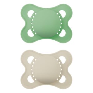 MAM Original Matte Baby Pacifier, Nipple Shape Helps Promote Healthy Oral Development, Sterilizer Case, 2 Pack, 0-6 Months, Unisex,2 Count (Pack of 1)