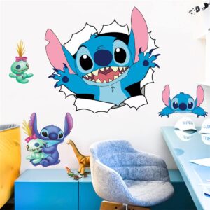 Lilo & Stitch Wall Stickers Cartoon Wall Decals Excellent Vinyl Wall Decor for Girls Room Living Room (Size 17.7 x 23.7 inch)