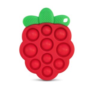 RaZbaby RaZberry Pop Teether for Babies 3 Months & Up – Natural Raspberry Shaped Designed with Soft BPA Free Silicone Poppers – Textured for Sensory Stimulation & Development