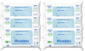 Mustela Baby Home Compostable Cleansing Wipes – For Face, Body & Diaper Area – 99% ingredients of natural origin & plant-based fibers – For all skin types – Fragrance Free Version & Various Sizes