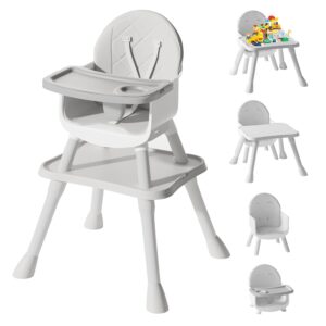 6 in 1 Baby High Chair, Convertible Highchair for Babies and Toddlers (Grey)
