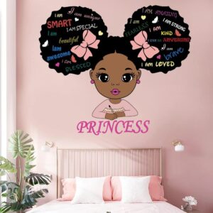 Black Girl Magic Inspirational Wall Decals Quote I’m Kind Princess Wall Sticker Pink Motivational Saying Positive Words Wall Stickers for Nursery Playroom Bedroom Living Room Wall Decor