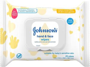 Johnson’s Hand & Face Baby Wipes, 25 Count (Pack of 6)