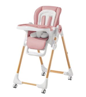 Convertible High Chairs for Babies and Toddlers, Height Adjustable Baby High Chair, High Chair with Removable Tray, Adjustable Backrest and Pedal, Portable Baby Dinning Chair with Lockable Wheels