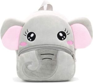 NICE CHOICE Cute Toddler Backpack Toddler Bag Plush Animal Cartoon Mini Travel Bag for Baby Girl Boy 2-6 Years(Grey Elephant)