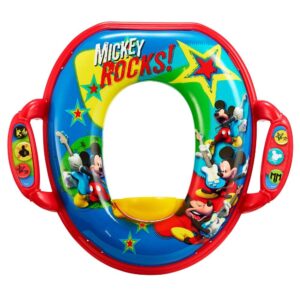 The First Years Disney Mickey Mouse Soft Potty Seat – Cushioned Toddler Toilet Seat Attachment – Toddler Potty Training Toilet Seat with Handles – Ages 18 Months and Up