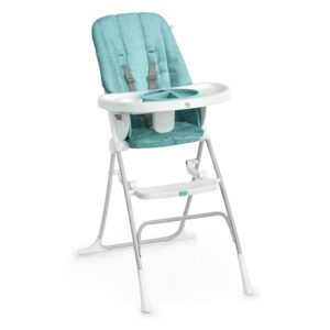 Ingenuity Sun Valley Compact Folding Baby High Chair, Food-Grade Safe Plate, 5-Point Harness, for Ages 6 Months and Up, Unisex – Teal