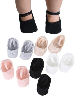 Baby Girl Socks Lace Non-skid Toddler Socks Newborn Infants Anti Slip Skid Princess Mary Jane Dress Socks 0-3T 5 Pcs