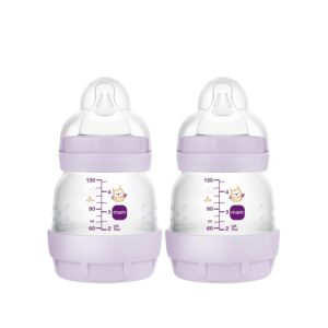 MAM Easy Start Anti-Colic Baby Bottle, Extra Slow Flow, Breastfeeding-Like Silicone Nipple Bottle, Reduces Colic, Gas, & Reflux, Easy-to-Clean, BPA-Free, Vented Baby Bottles for Newborns, 0-3 Months