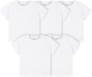 Gerber Baby Toddler 5-Pack Solid Short Sleeve T-Shirts Jersey 160 GSM