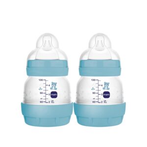 MAM Easy Start Anti-Colic Baby Bottle, Extra Slow Flow, Breastfeeding-Like Silicone Nipple Bottle, Reduces Colic, Gas, & Reflux, Easy-to-Clean, BPA-Free, Vented Baby Bottles for Newborns, 0-3 Months