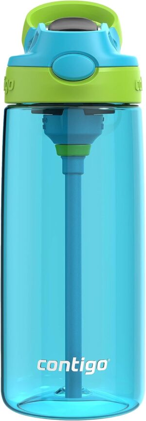 Contigo Kids 20oz 2-Pack Aubrey Water Bottles with Cleanable Silicone Straw, Spill-Proof Lid, Dishwasher Safe, Blue Raspberry/Cool Lime & Blueberry/Juniper, BPA-free