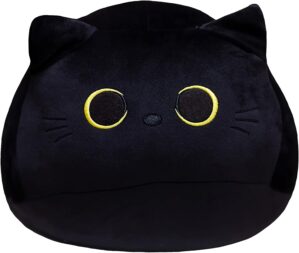 10” Cute Black Cat Plush Toys, Soft Pillow Squishy Plushies, Kawaii Cat Stuffed Animals for Home Decoration, Gift for Cat Lovers, Kids, Boys & Girls (Black, 10 Inch)
