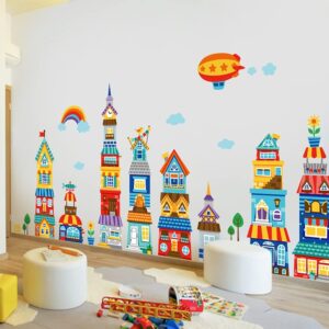 Kids Room Decor Cartoon Cute Wall Stickers House Nursery Playroom Decoration Sticker for Living Room Kindergarten Room, Children self-Adhesion Wall Stickers(6pcs) Large Size Baby Rooms Wall Decal