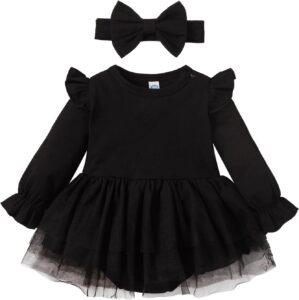 Magic Park 0-18M Infant Bodysuit Tutu Dress Baby Girl Romper Dress Toddler Solid Color Tulle Skirt Baptism Holidays Outfits