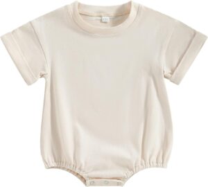 Unisex Baby Boy Girl Clothes Infant Summer Oversized Bubble Romper Toddler Baby Plain Short Sleeve Jumpsuit