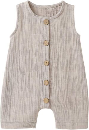 Infant Newborn Baby Boys Girls Cotton Linen Romper Summer Jumpsuit Sleeveless Overalls Clothing Set