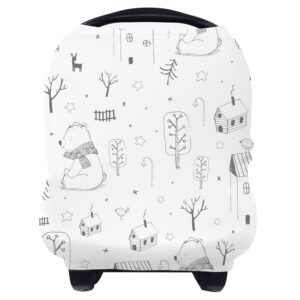 Yoofoss Nursing Cover Breastfeeding Scarf – Baby Car Seat Covers, Infant Stroller Cover, Strechy Carseat Canopy for Boys and Girls (Bear)
