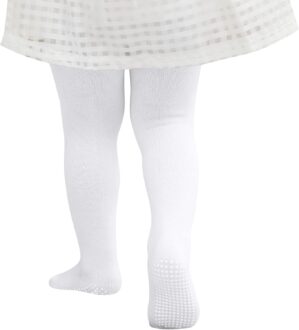 Zando Baby Girls Tights Cozy Cotton Infant Non Slip Grip Leggings Toddler Solid Knit Pantyhose Warm Newborn Stockings