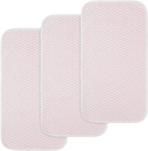 BlueSnail Ultra Soft and Absorbt Quilted Fiber Waterproof Changing Pad Liner 3pk (Pink)