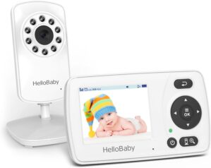 HelloBaby Monitor with Camera and Audio, 1000ft Long Range Video Baby Monitor-No WiFi, Night Vision, VOX Mode-Power Saving, 2.4” Portable Travel Screen, Baby Safety Camera, for Baby/Pet, Plug & Play