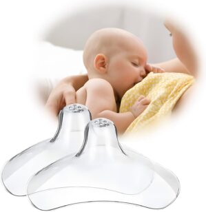 Nipple Shields Breastfeeding 20MM, Nipple Shell Guards for Nursing Newborn Baby, BPA Free Reusable Soft Silicone for Breastfeeding with Latch Difficulties or Flat or Inverted Nipples (2 Count)