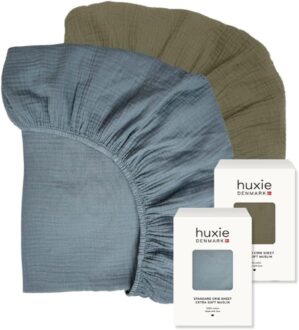 Crib Sheets – Organic Cotton Muslin Fitted Crib Sheet – Standard Size for Baby Boy and Baby Girl 28″ x 52″ Ultra-Soft and Breathable – 2-Pack (Tradewinds/Sage Green)