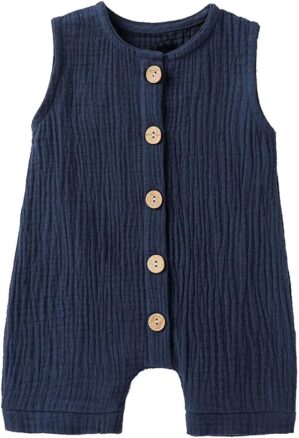 Infant Newborn Baby Boys Girls Cotton Linen Romper Summer Jumpsuit Sleeveless Overalls Clothing Set