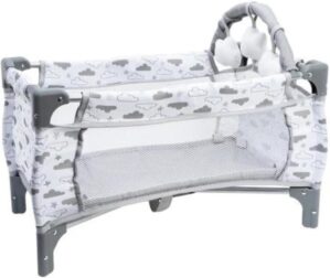 ADORA Baby Doll Crib, Bed, and Playpen, Twinkle Stars Deluxe Pack N Play 7-Piece Set with Changing Table, Clouds, and Storage Bag – Gift for Kids Ages 3 and Up