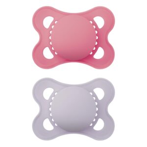 MAM Original Matte Baby Pacifier, Nipple Shape Helps Promote Healthy Oral Development, Sterilizer Case, 2 Pack, 0-6 Months, Girl,2 Count (Pack of 1)