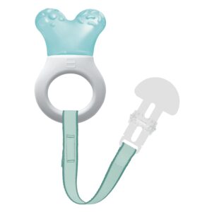 MAM Mini Cooler Teether with Clip, Boy, 2+ Months, 1-Count, White/Blue
