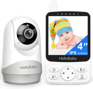 HelloBaby Baby Monitor – Portable Video Baby Monitor with Camera and Audio, 4″ IPS, 29-Hr Battery, 1000ft Range, Night Vision, 2-Way Audio, No WiFi,Temperature, Ideal for Travel