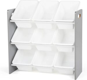 Humble Crew, Grey/White Toy Organizer, 9 Bin Storage, 24″ Tall