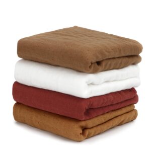 Maliton Muslin Burp Cloths 100% Cotton Super Soft Burp Cloths for Babies Absorbent 6 Layers Large Burp Rags, Newborn Essentials Must Haves for Baby Boy Girl(Fall Color, 4-Pack,20”x10”)