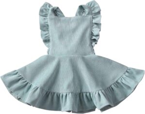 Karuedoo Baby Girls Velvet Suspender Skirt Infant Toddler Ruffled Casual Strap Sundress Summer Outfit Clothes