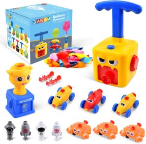 BAKAM Toddler Toys 3-4 for Boys Girls, Balloon Launcher & Powered Car Set, Fun Toddlers STEM Toy Balloon Pump Cars Racer Kit for Kids 3-5 (Monster)