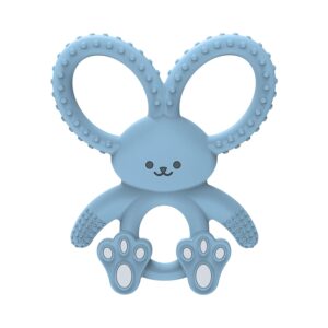 Dr. Brown’s Flexees Blue Bunny, Soft 100% Silicone Baby Teether, BPA Free, 3m+