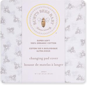 Burt’s Bees Baby Unisex Baby Gift Set – Crib Sheet, Changing Pad Cover & Burp Cloths, 100% Organic Cotton Essentials Bundle